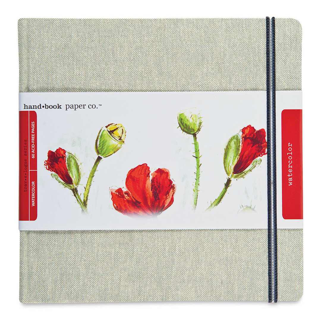 Open in modal - Handbook Journal Co. Watercolor Journals - Front cover of Square Journal with label