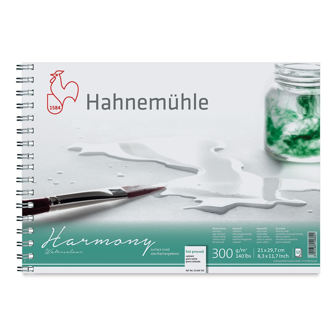 Open in modal - Hahnemühle Harmony Wirebound Watercolor Pad - 8.3" x 11.7", Hot Press, front cover