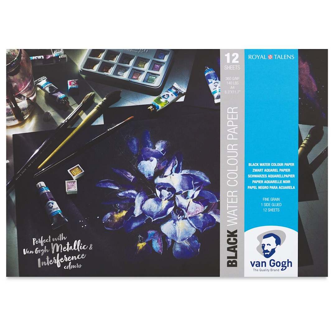 Open in modal - Van Gogh Black Watercolor Paper Pad - 8.3" x 11.7", front cover