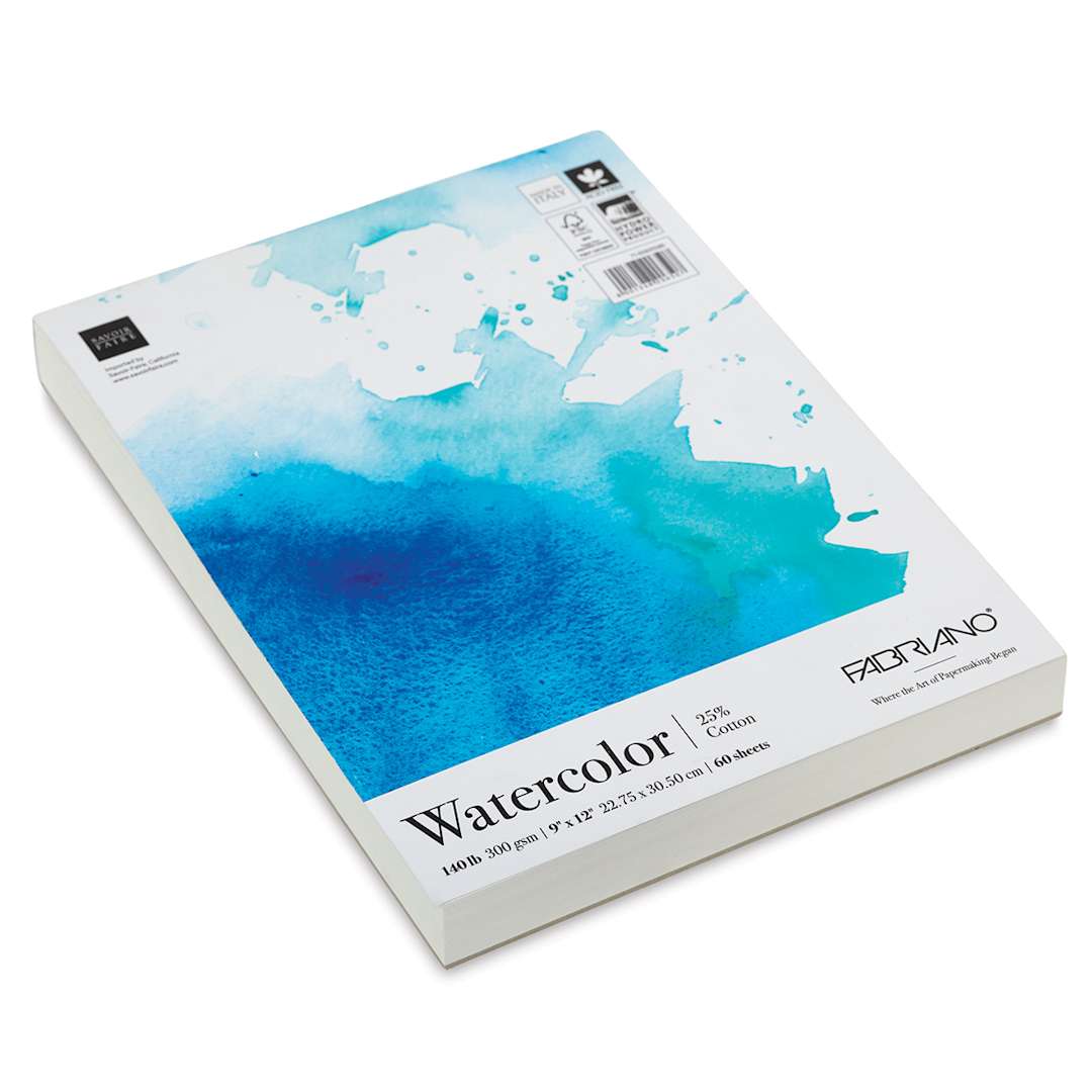 Open in modal - Fabriano Studio Watercolor Fat Pad - 9'' x 12'', 60 Sheets (Tape Bound, Cold Press)