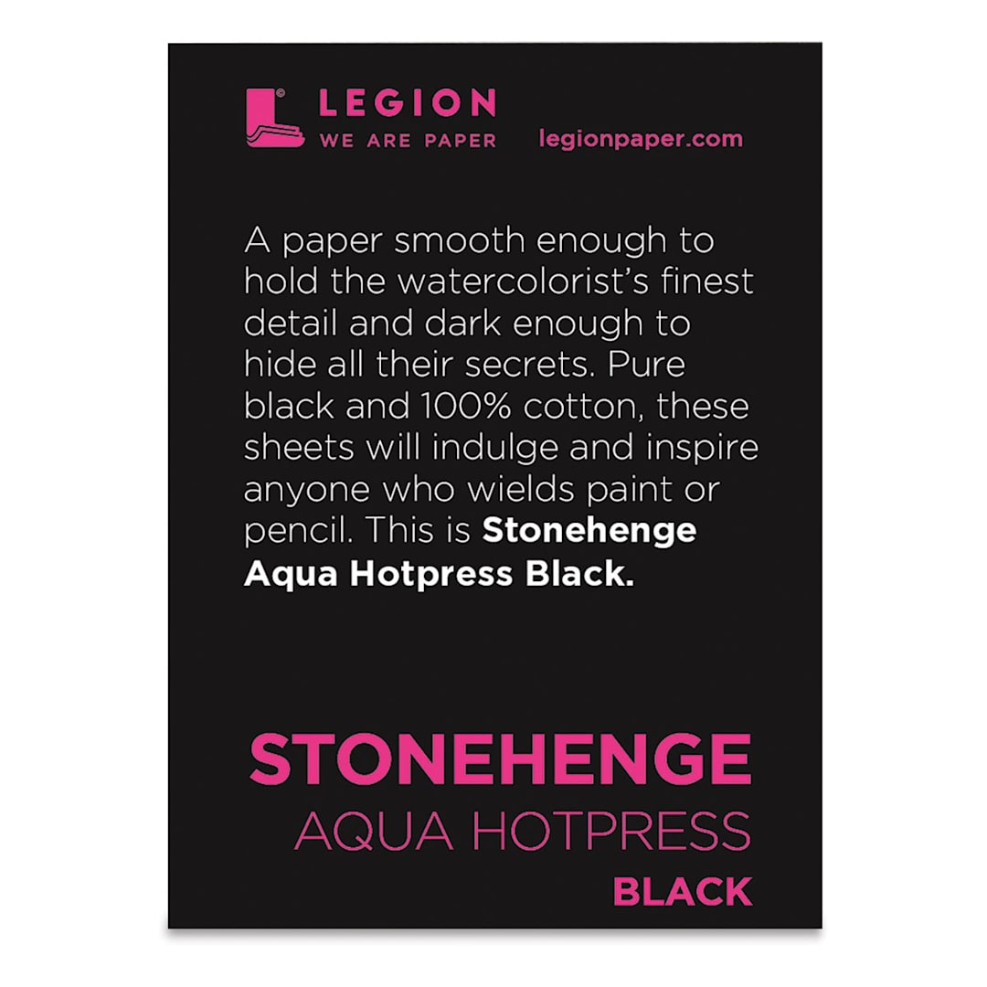 Open in modal - Legion Stonehenge Aqua Black Watercolor Paper Pad - 2-1/2" x 3-3/4", Hot Press, 10 Sheets