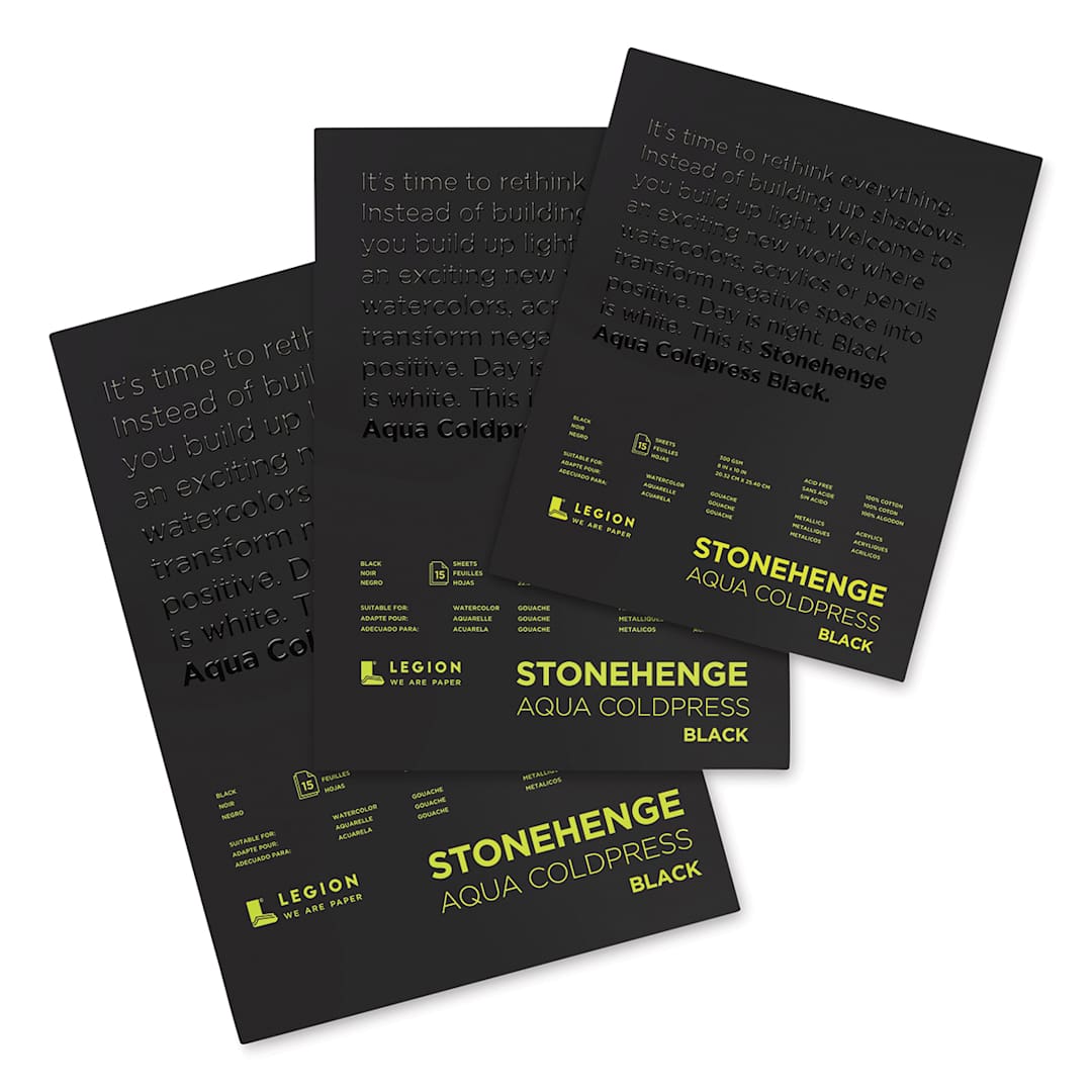 Open in modal - Legion Stonehenge Aqua Black Watercolor Paper Pads - Cold Press, Assorted Sizes