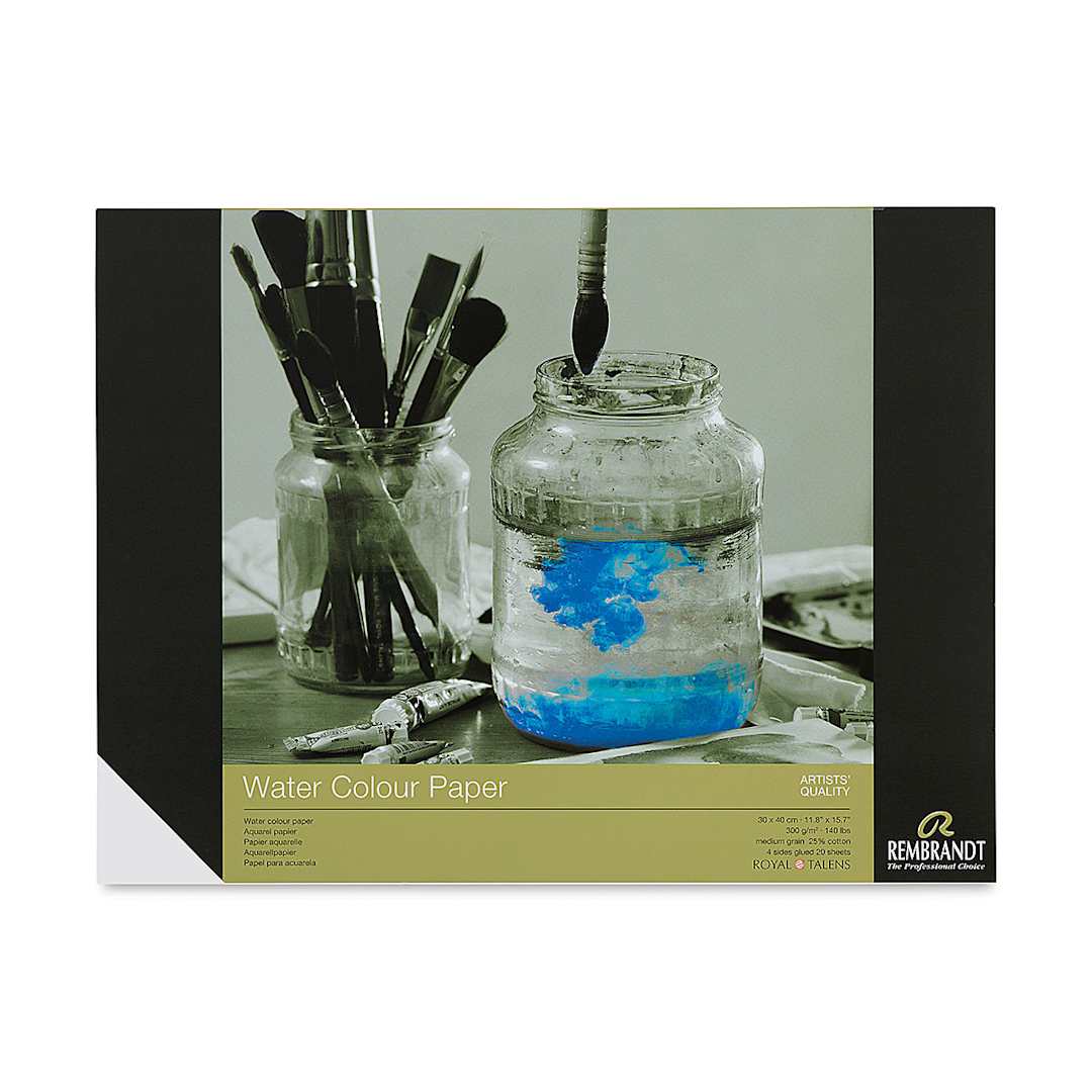 Open in modal - Rembrandt 25% Cotton Watercolor Paper Block - 11-3/4" x 15-3/4", front cover