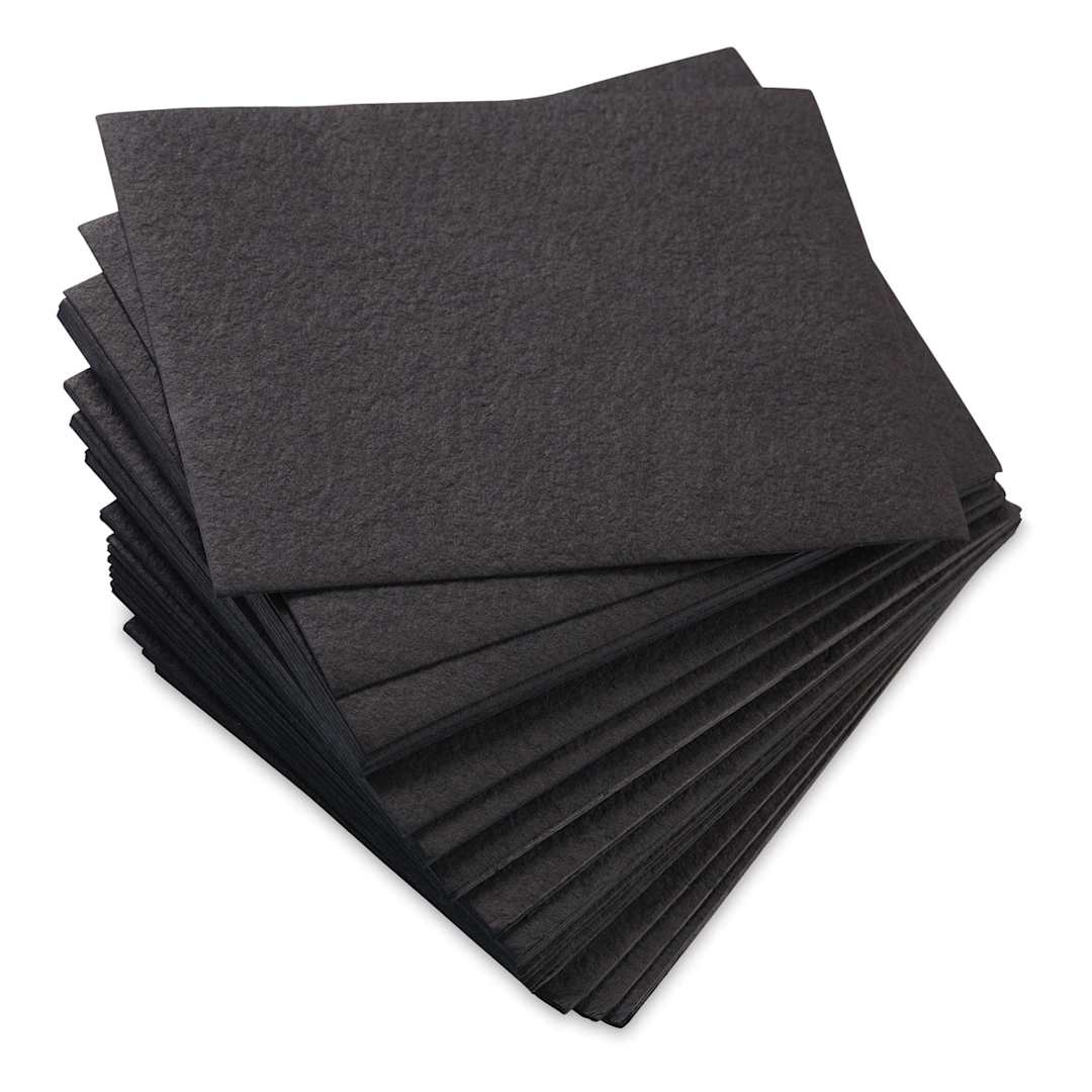 Open in modal - Shizen Black Watercolor Paper - 5" x 7",  Cold Press/Rough, 50 Sheet Pkg fanned out sheets