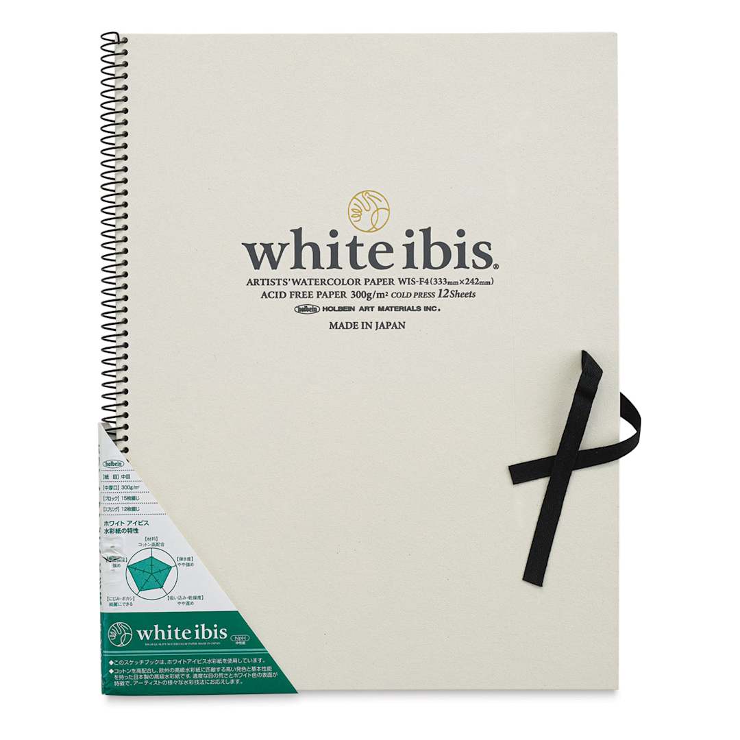 Open in modal - Holbein White Ibis Watercolor Book - 13-1/16" x 9-1/2", Spiral Bound