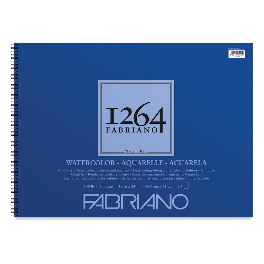 Open in modal - Fabriano 1264 Watercolor Pad, 18" x 24", Spiral, 20 Sheets, Portrait