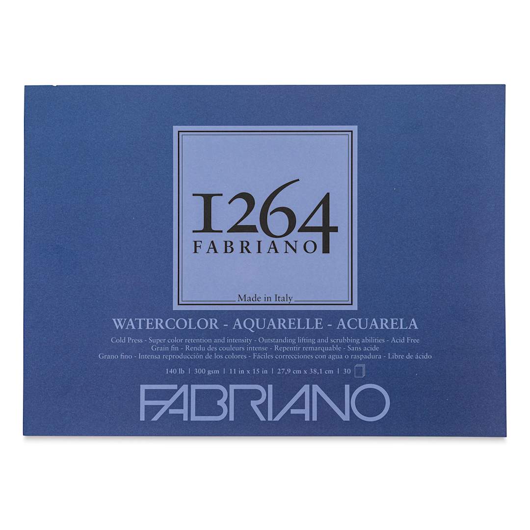 Open in modal - Fabriano 1264 Watercolor Pad, 11" x 15", Glue Bound, 30 Sheets, Landscape