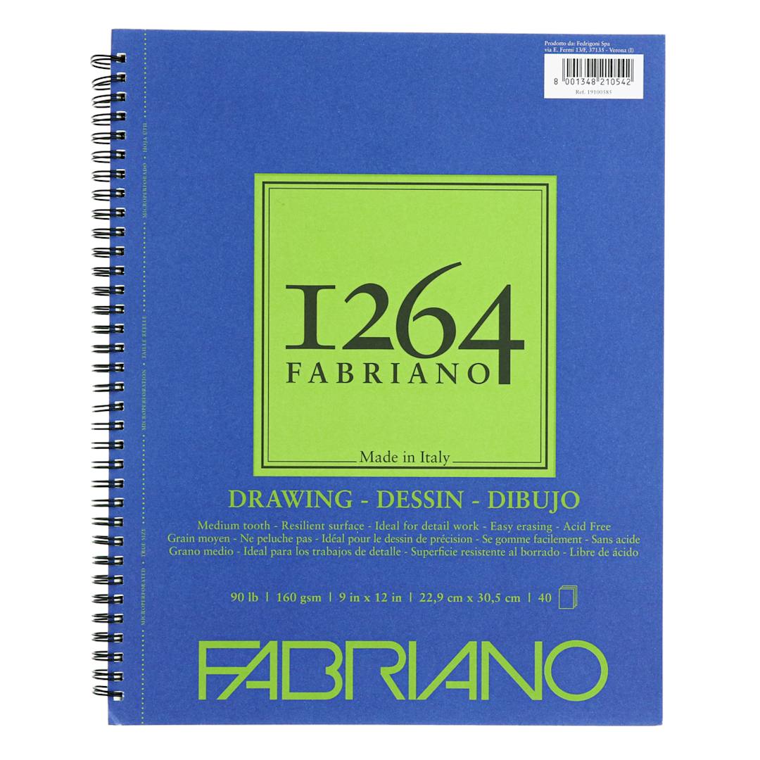Open in modal - Fabriano 1264 Drawing Pad, 9 inx12 in, 90 lb, 40 Sheets, 100% Alpha-Cellulose, Drawing & Illustration