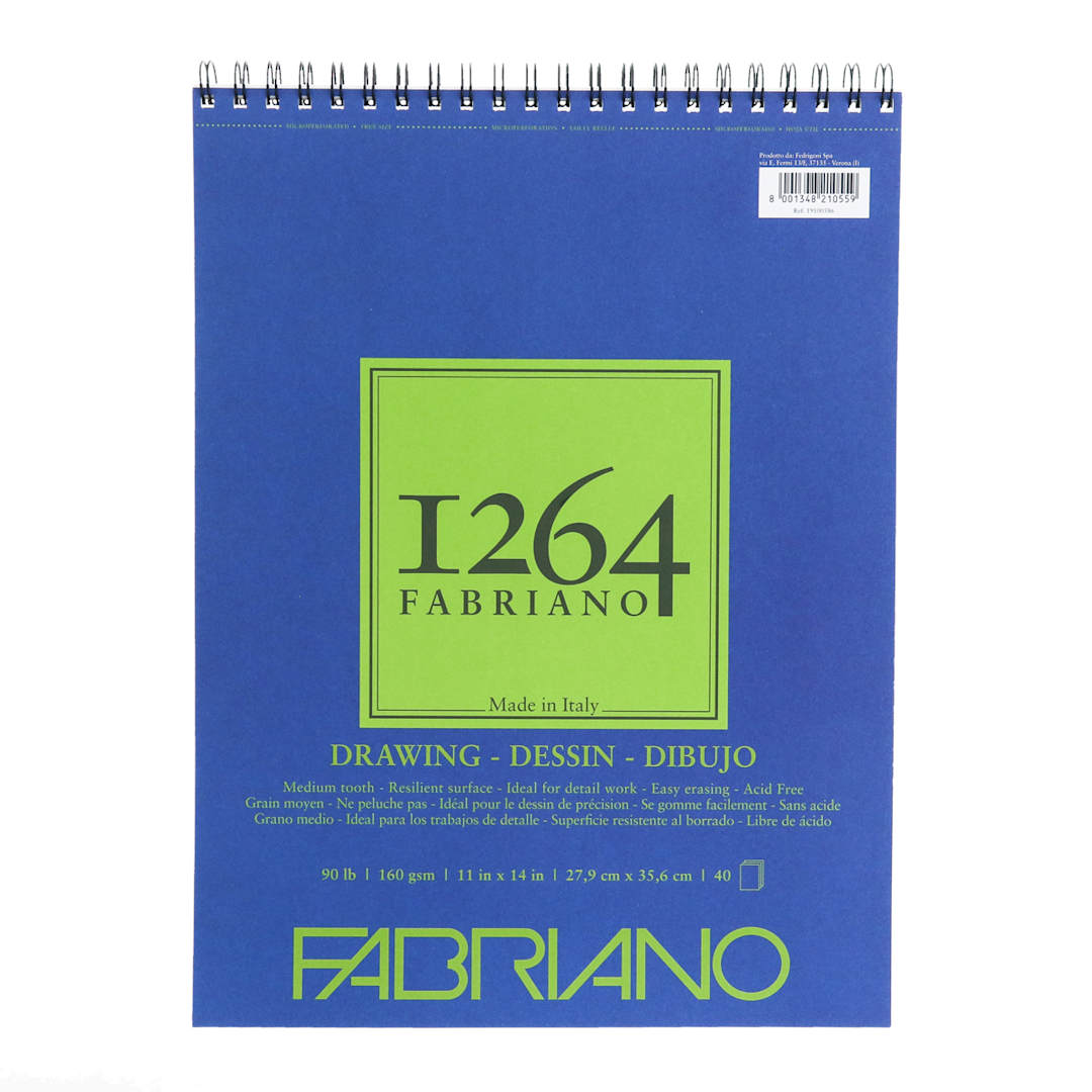 Open in modal - Fabriano 1264 Drawing Pad, 11”x14”, 90 lb, 40 Sheets, 100% Alpha-Cellulose, Drawing & Illustration