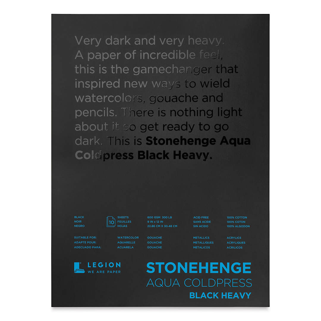 Open in modal - Legion Stonehenge Aqua Black Heavy Watercolor Block - 9 x 12