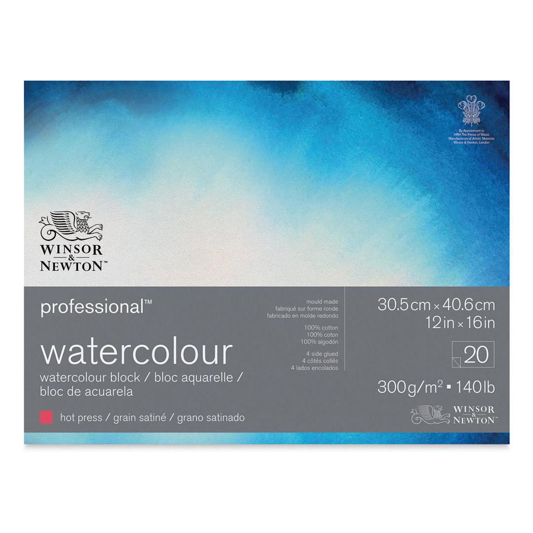 Open in modal - Winsor & Newton Professional Watercolor Block - Front of Hot Press Block shown