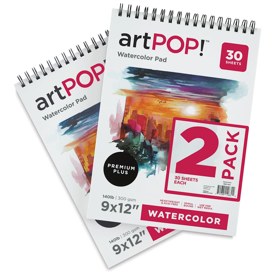 Open in modal - artPOP! Watercolor Spiral Bound Pads - 9" x 12", 30 sheets, Pkg of 2
