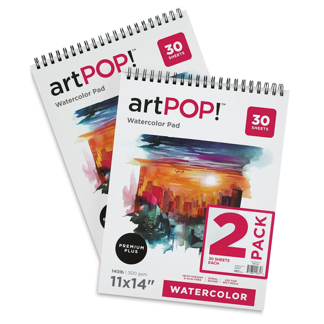 Open in modal - artPOP! Watercolor Spiral Bound Pads - 11" x 14", 30 sheets, Pkg of 2