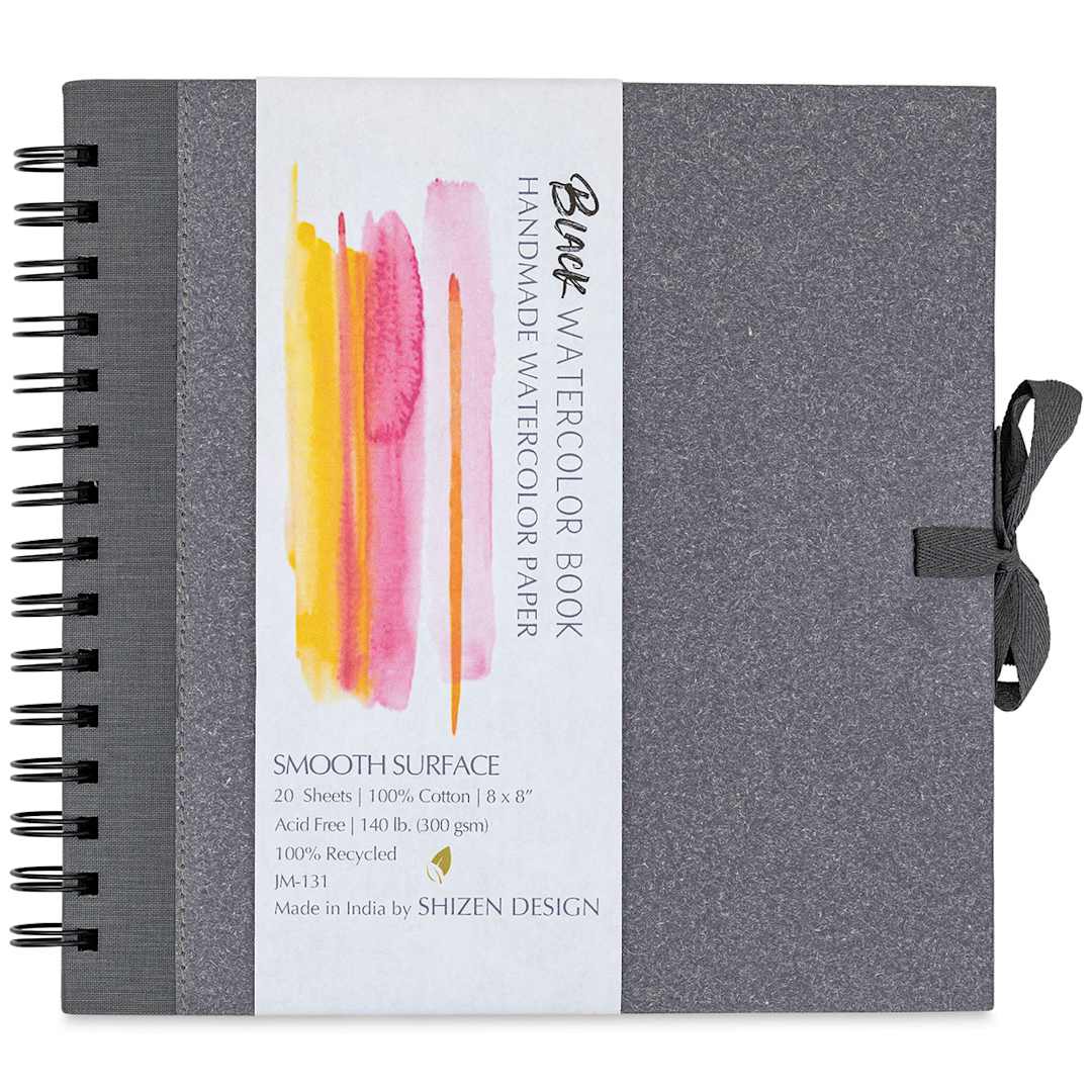 Open in modal - Shizen Design Black Watercolor Journal - Cover of Smooth Surface Journal with label