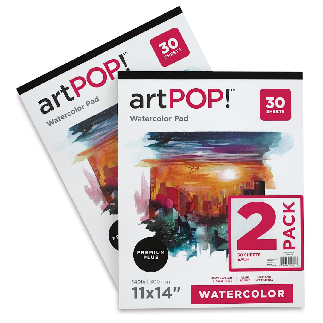 Open in modal - artPOP! Watercolor Pads - 11" x 14", 30 sheets, Pkg of 2