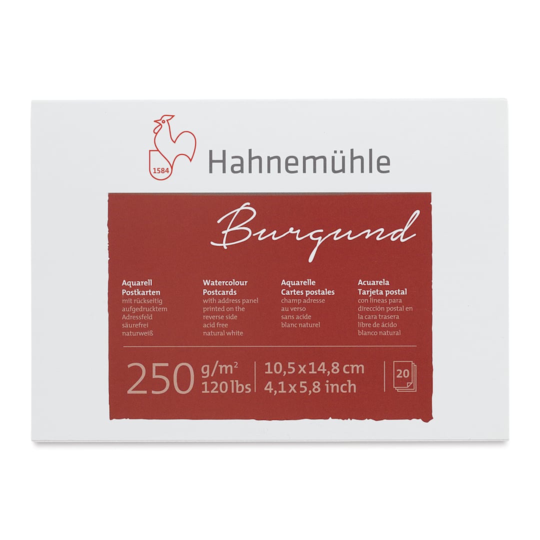 Open in modal - Hahnemühle Burgund Watercolor Postcard Pad - 4.1" x 5.8", 20 Cards (front cover)