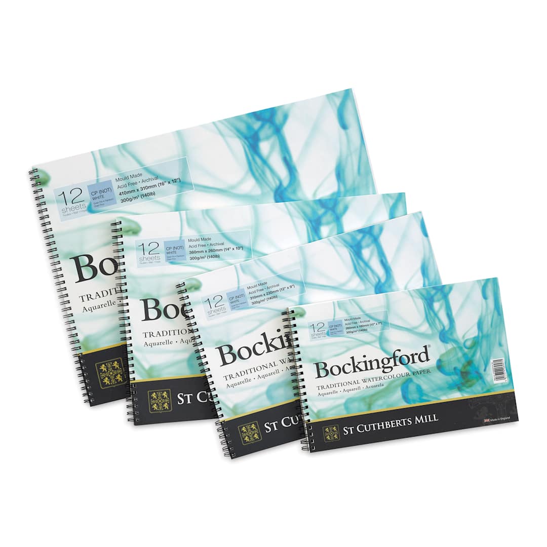 Open in modal - Bockingford Spiral Bound Watercolor Pads, Cold Press in a variety of sizes.