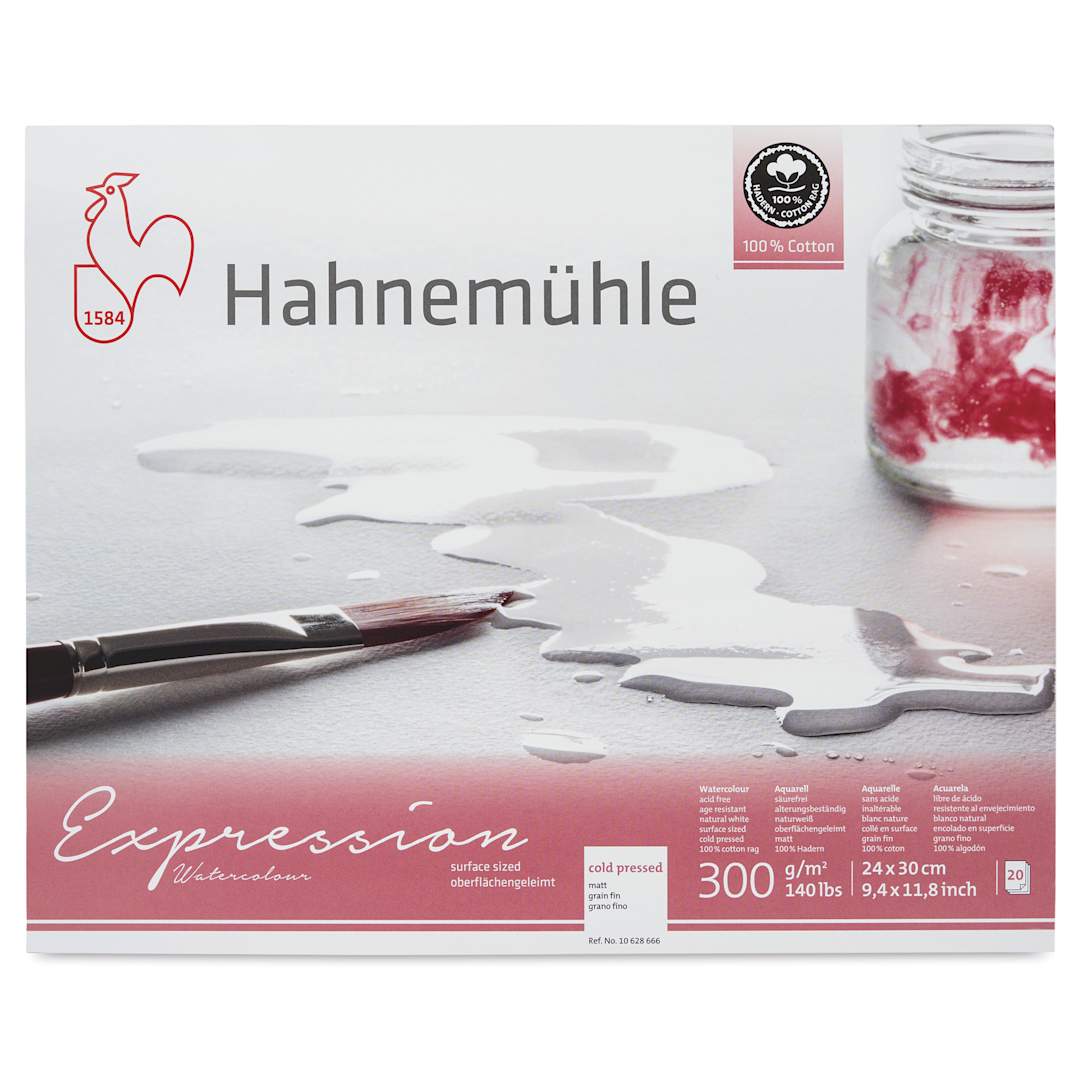 Open in modal - Hahnemühle Expressions Watercolor Block - 9.5" x 11.8", 20 Sheets, 300 gsm - front