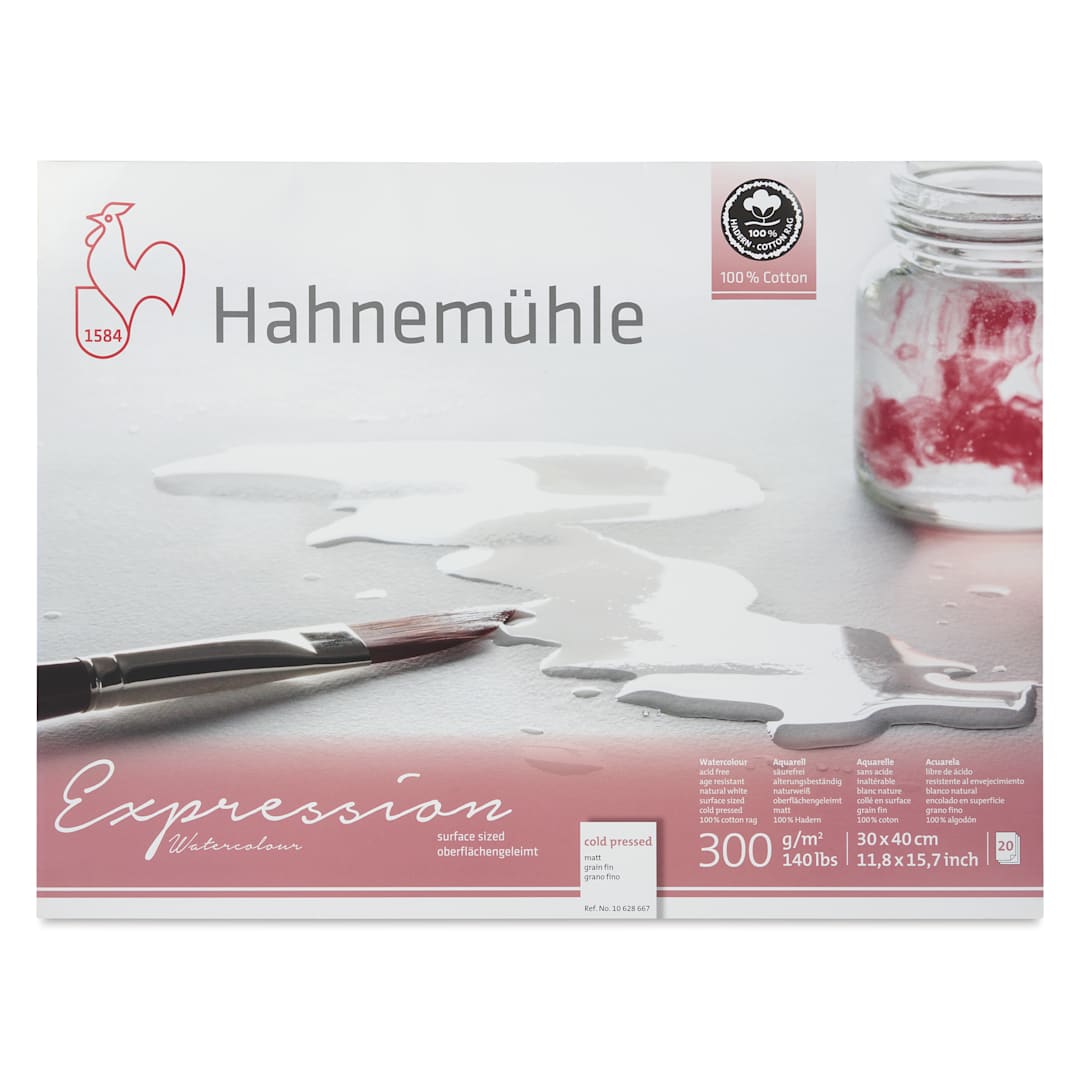 Open in modal - Hahnemühle Expressions Watercolor Block - 11.8" x 15.7", 20 Sheets, 300 gsm - front