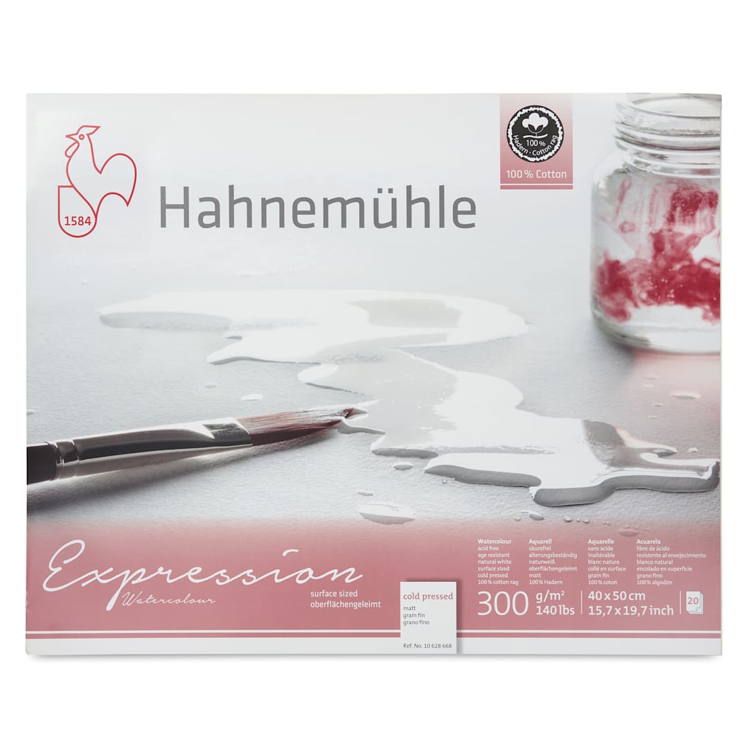 Open in modal - Hahnemühle Expressions Watercolor Block - 15.7" x 19.7", 20 Sheets, 300 gsm - front
