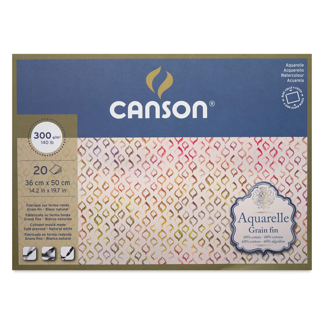 Open in modal - Canson Aquarelle Block - Blick Exclusive!  14.2" x 19.7", Cold Press, front cover