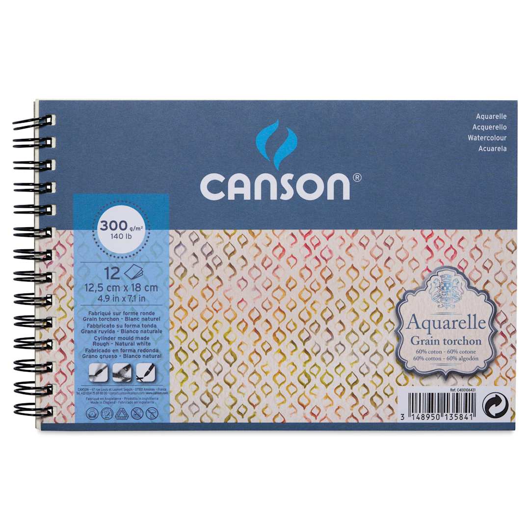 Open in modal - Canson Wirebound Aquarelle Pad - Blick Exclusive! 4.9" x 7.1", Rough Press, front cover