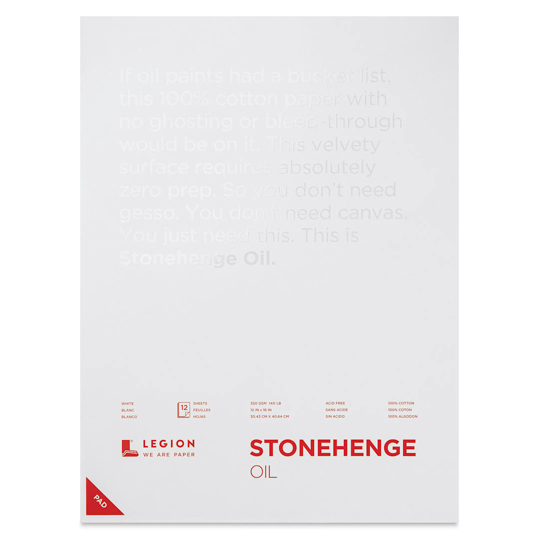Open in modal - Legion Stonehenge Oil Paper Pad - 12" x 16", 12 Sheets