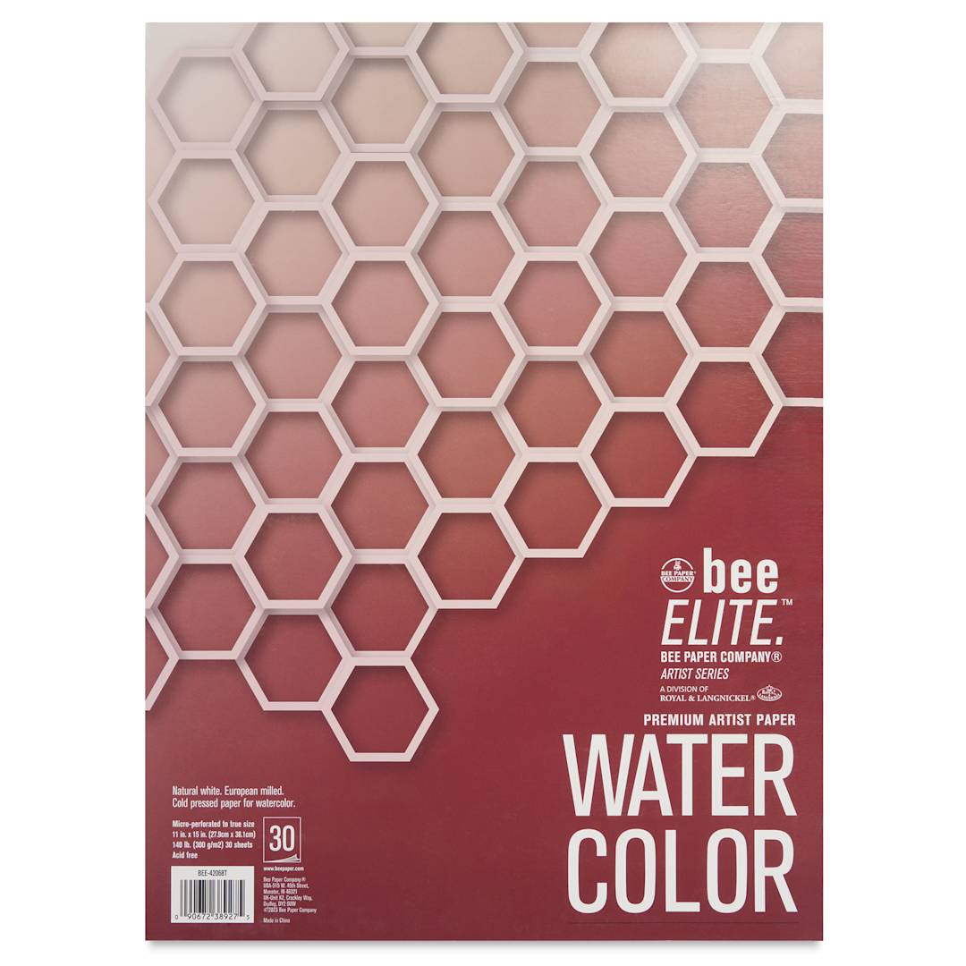 Open in modal - Bee Elite Watercolor Pad - 11" x 15", 30 Sheets, 140 lb, Tape Bound