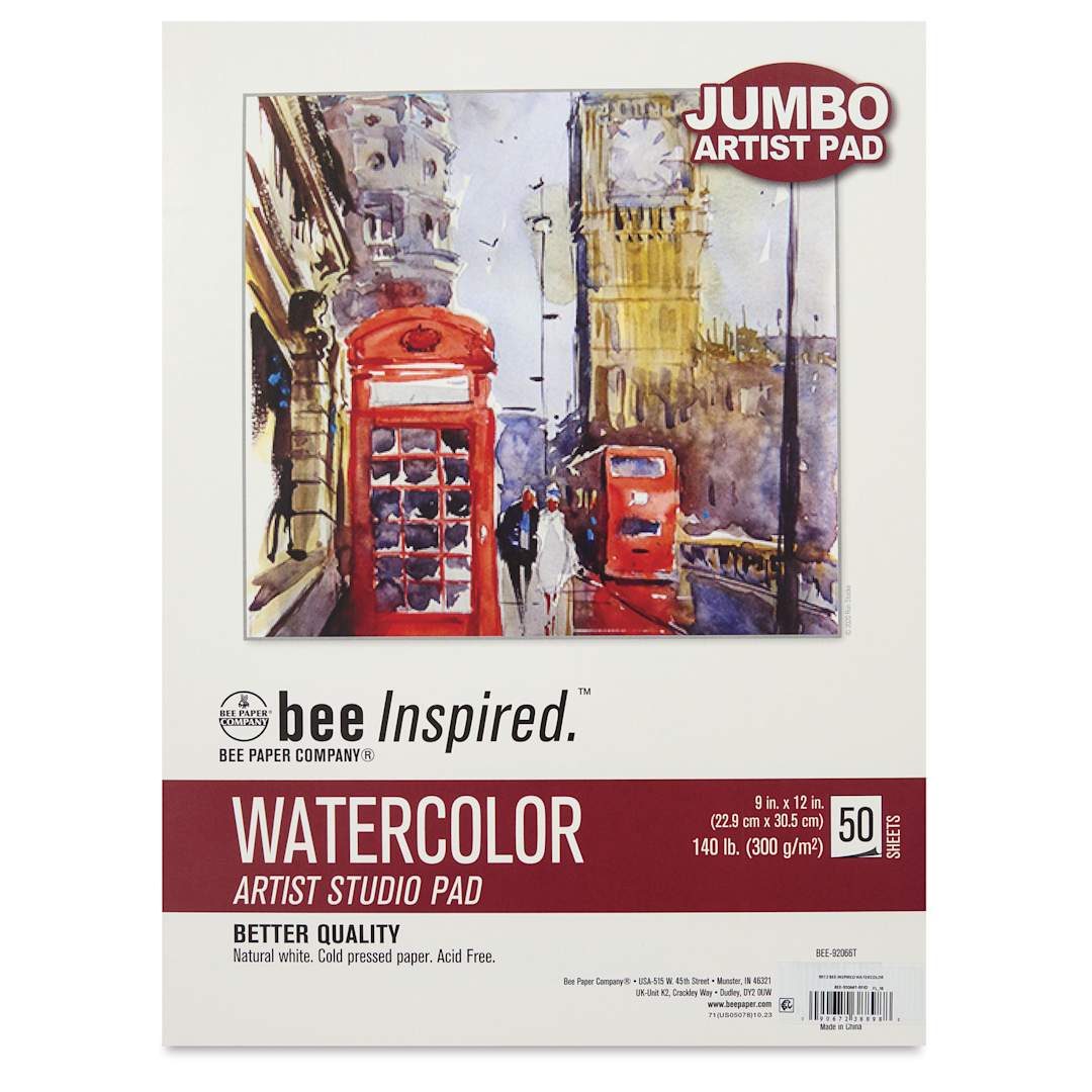 Open in modal - Bee Inspired Watercolor Jumbo Artist Pad - 9" x 12", front cover