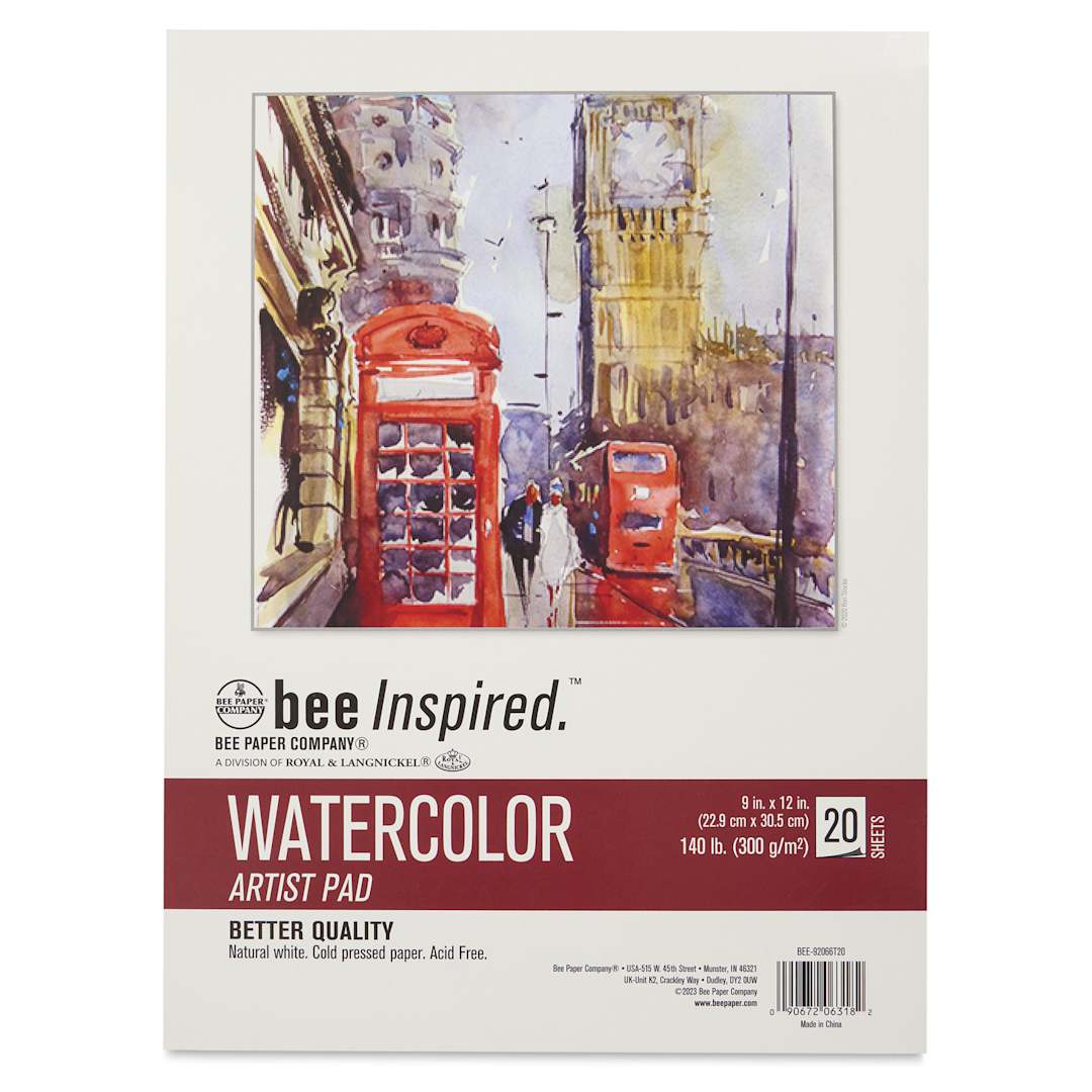 Open in modal - Bee Inspired Watercolor Artist Pad - 9" x 12", front cover