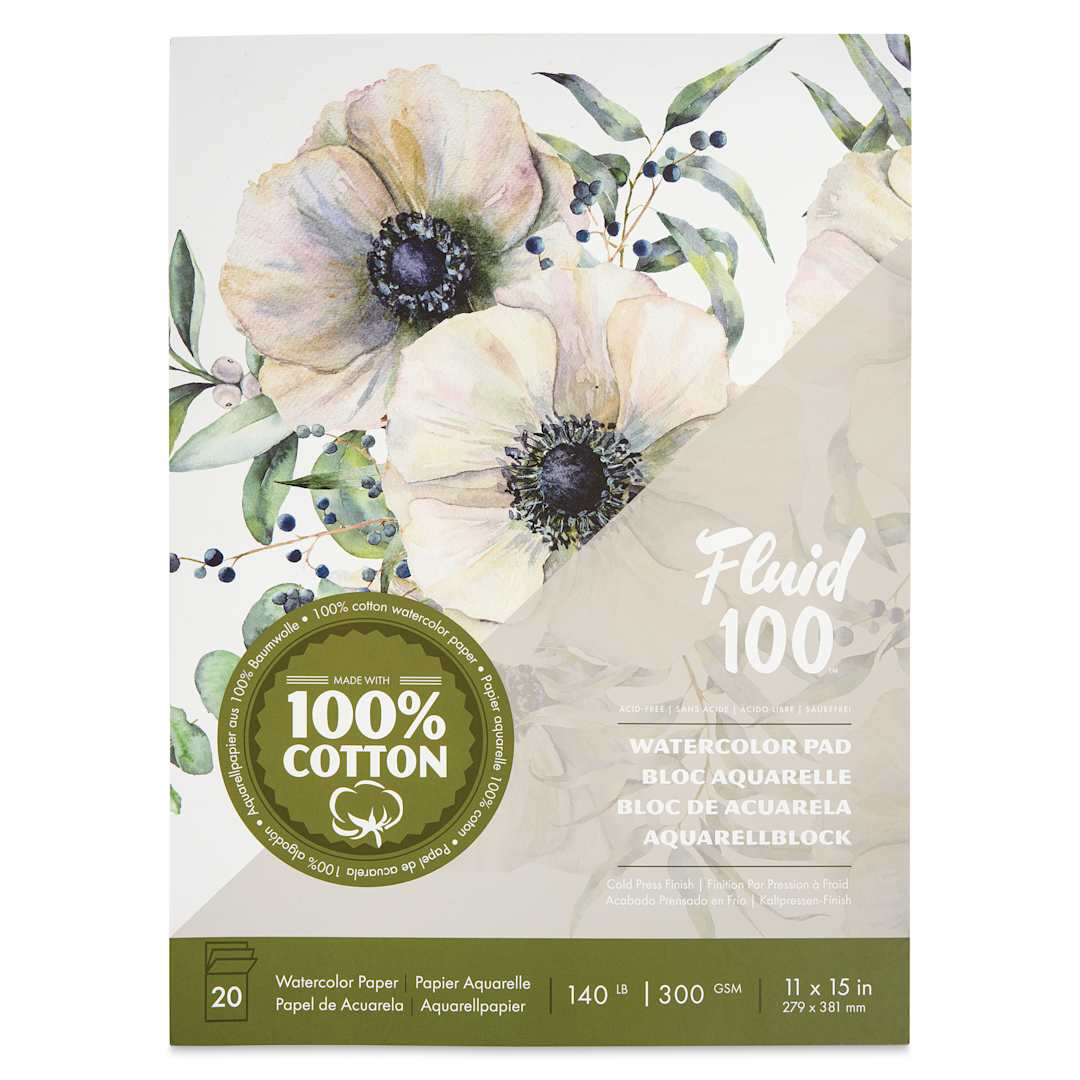 Open in modal - Fluid 100 Watercolor Pad - 11" x 15", Cold Press, 20 Sheets, front cover