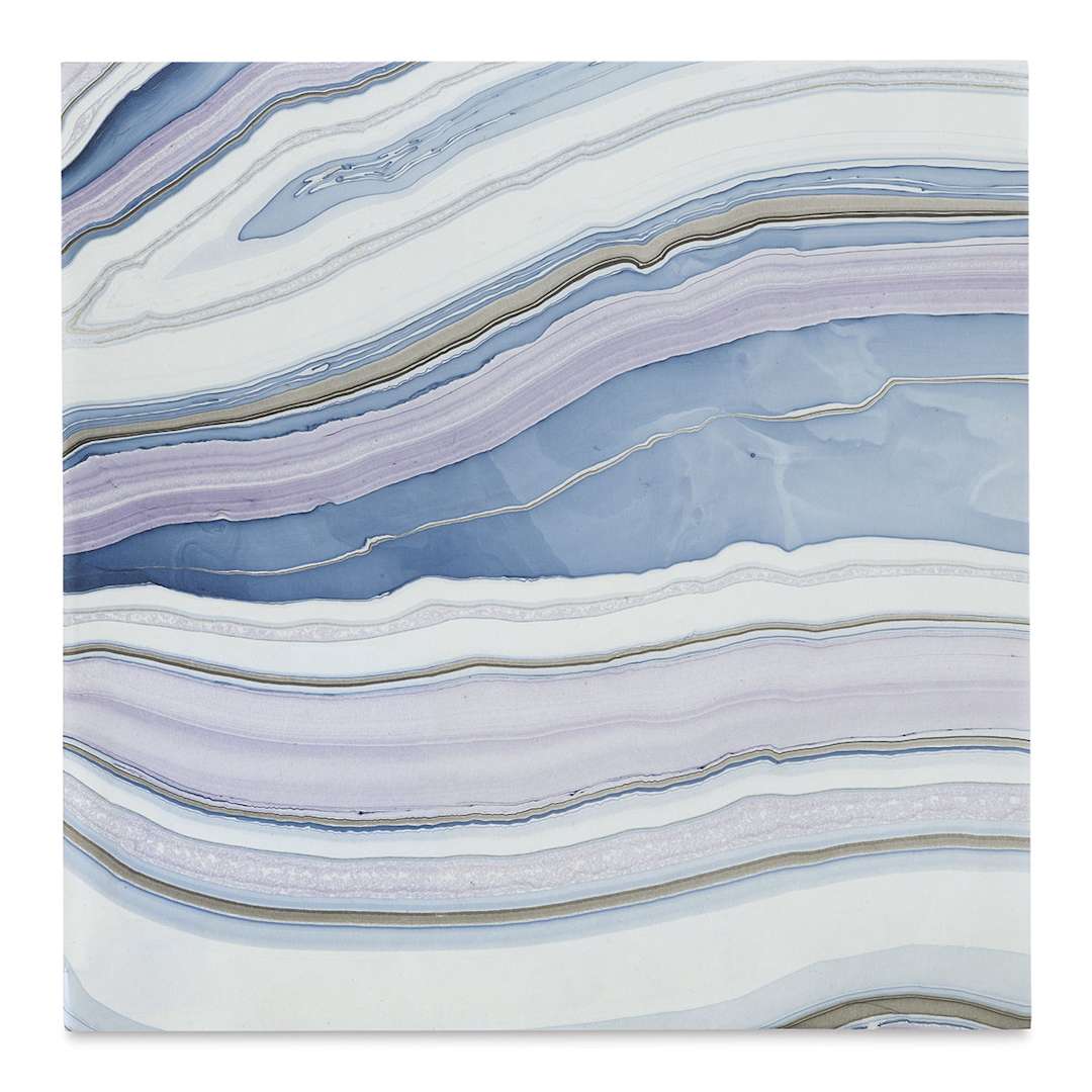 Open in modal - Black Ink Thai Marbled Mulberry Paper - 12" x 12", Smokey Tanzanite