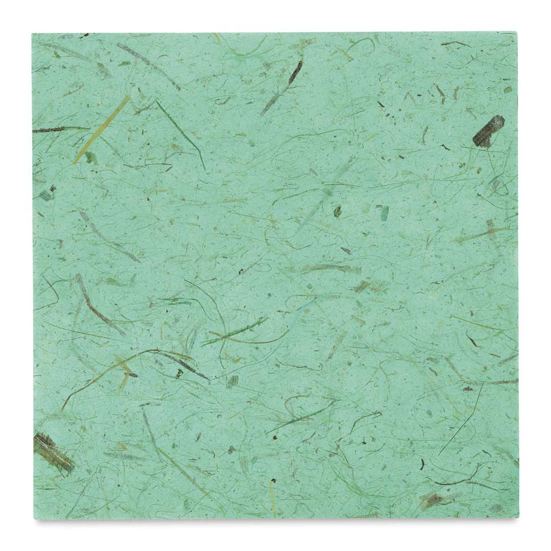 Open in modal - Black Ink Thai Banana Paper - Swatch of Robin's Egg Blue paper to show color and texture
