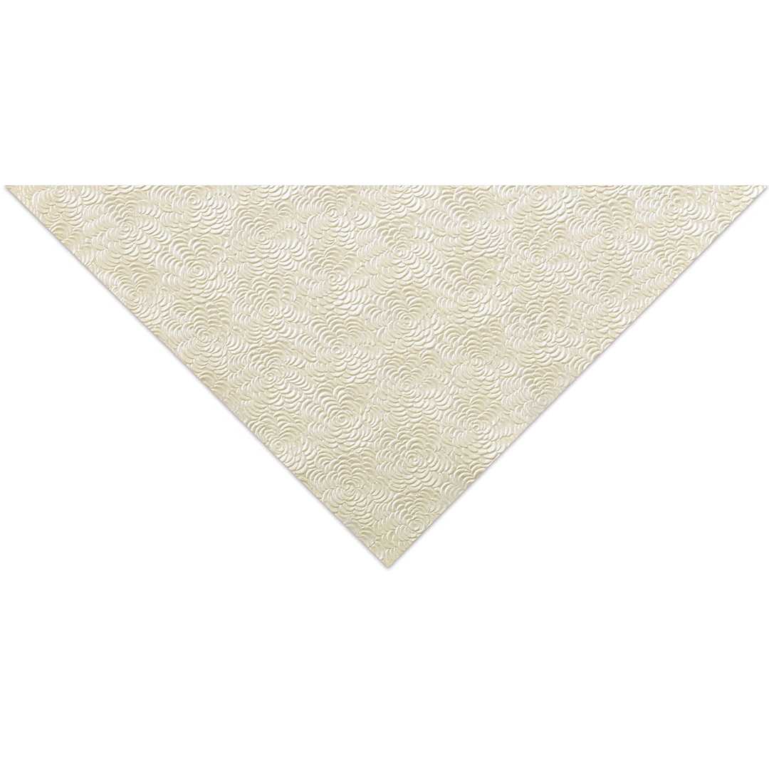 Open in modal - Black Ink Zinnia Embossed Paper - Closeup of corner of Pearl toned Embossed paper