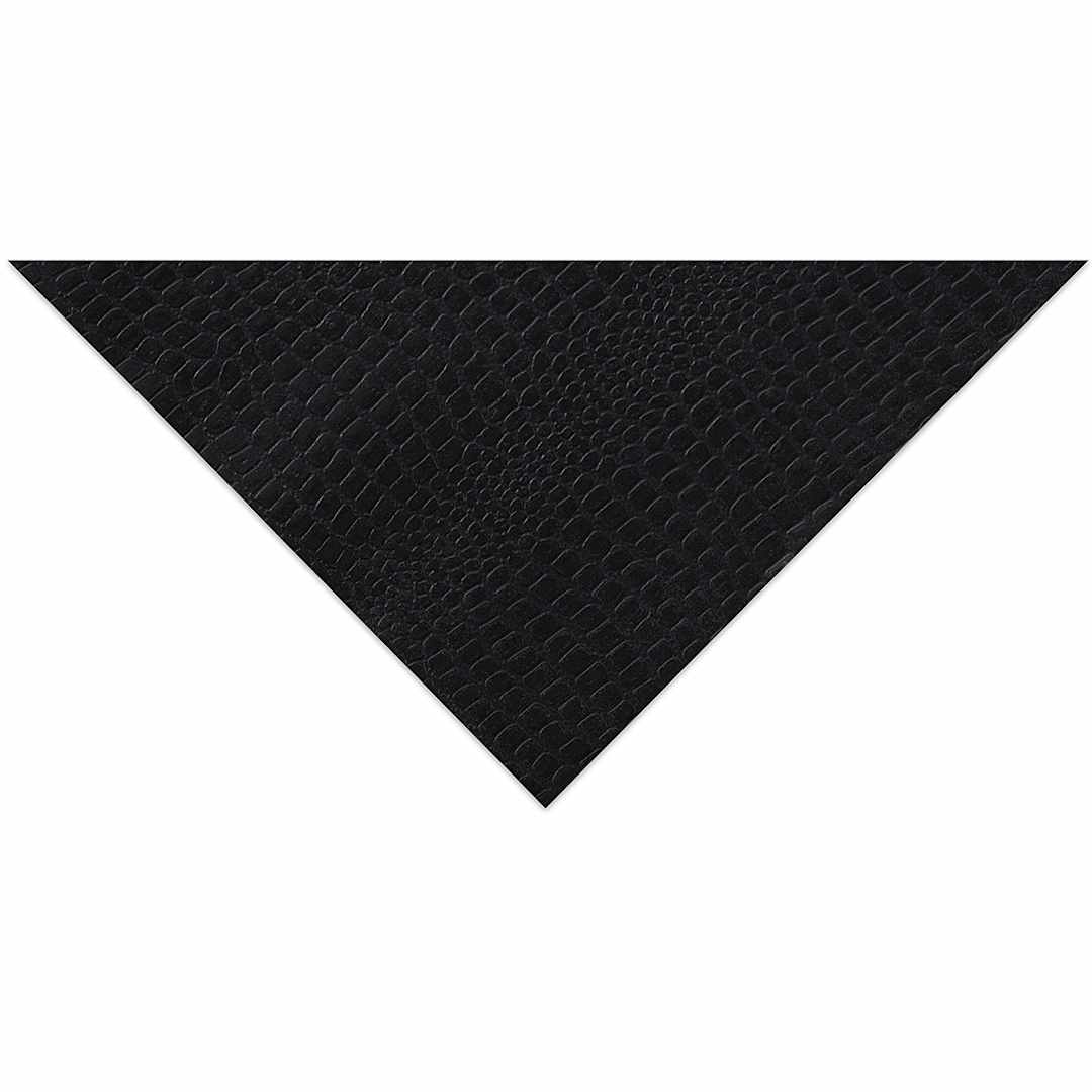 Open in modal - Black Ink Embossed Reptilian Papers - Corner of Shiny Black Reptile sheet to show texture
