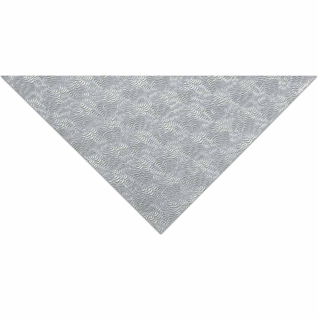 Open in modal - Black Ink Zinnia Embossed Paper - Closeup of corner of Silver toned Embossed paper