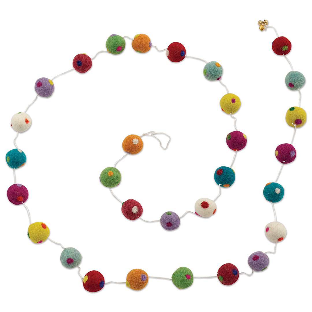 Open in modal - Giftsland Felt Pom Pom Garlands - Garland of large Assorted Color with Dots Pom Poms