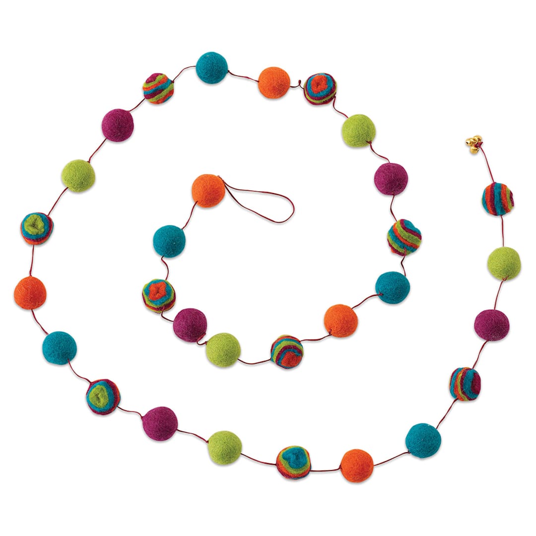 Open in modal - Giftsland Felt Pom Pom Garlands - Garland of large Multi-Color Pom Poms