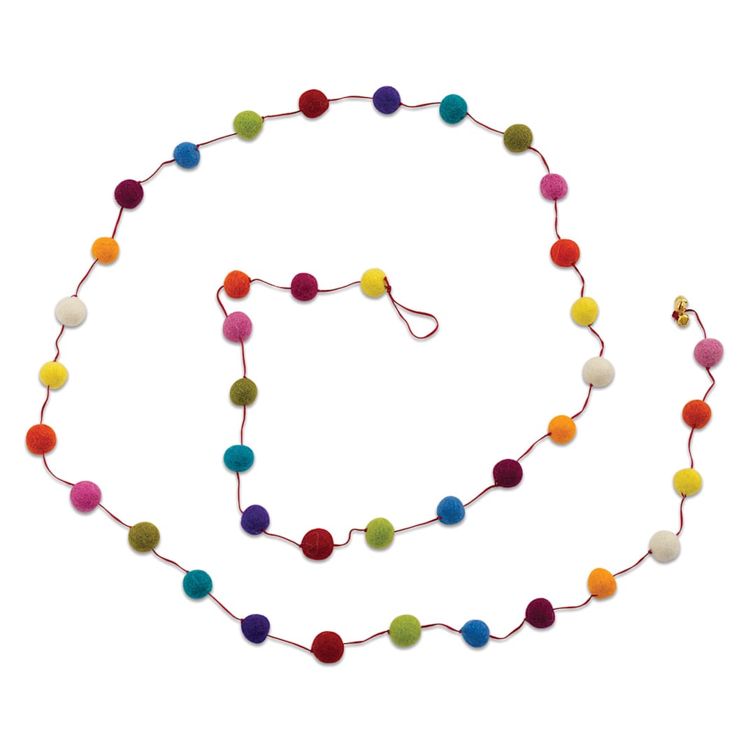 Open in modal - Giftsland Felt Pom Pom Garlands - Garland of small Assorted Color Pom Poms