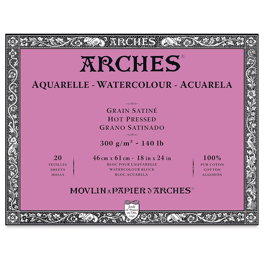Open in modal - Arches Watercolor Block - 18" x 24", Hot Press, 20 Sheets