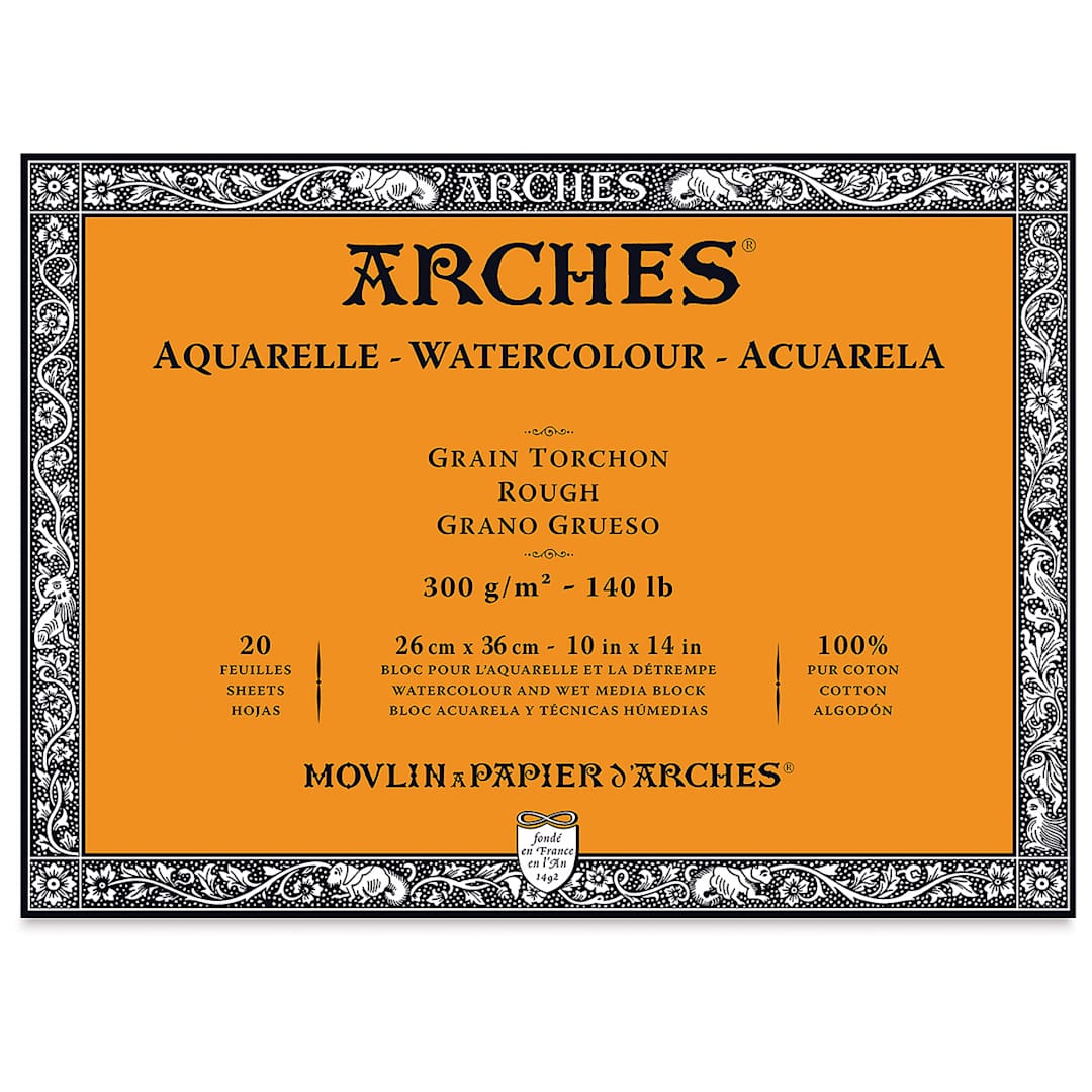 Open in modal - Arches Watercolor Block - 10" x 14", Rough, 20 Sheets
