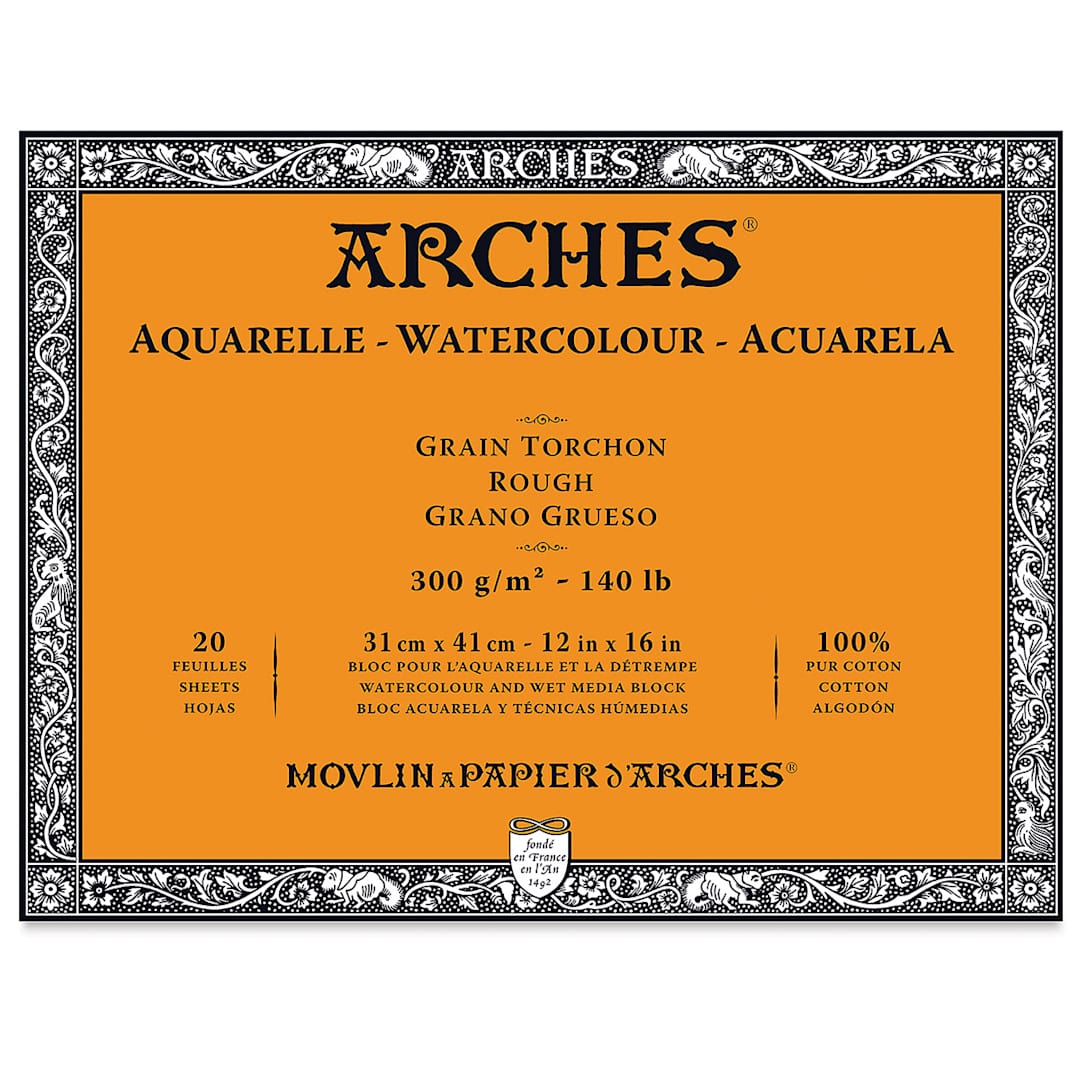 Open in modal - Arches Watercolor Block - 12" x 16", Rough, 20 Sheets