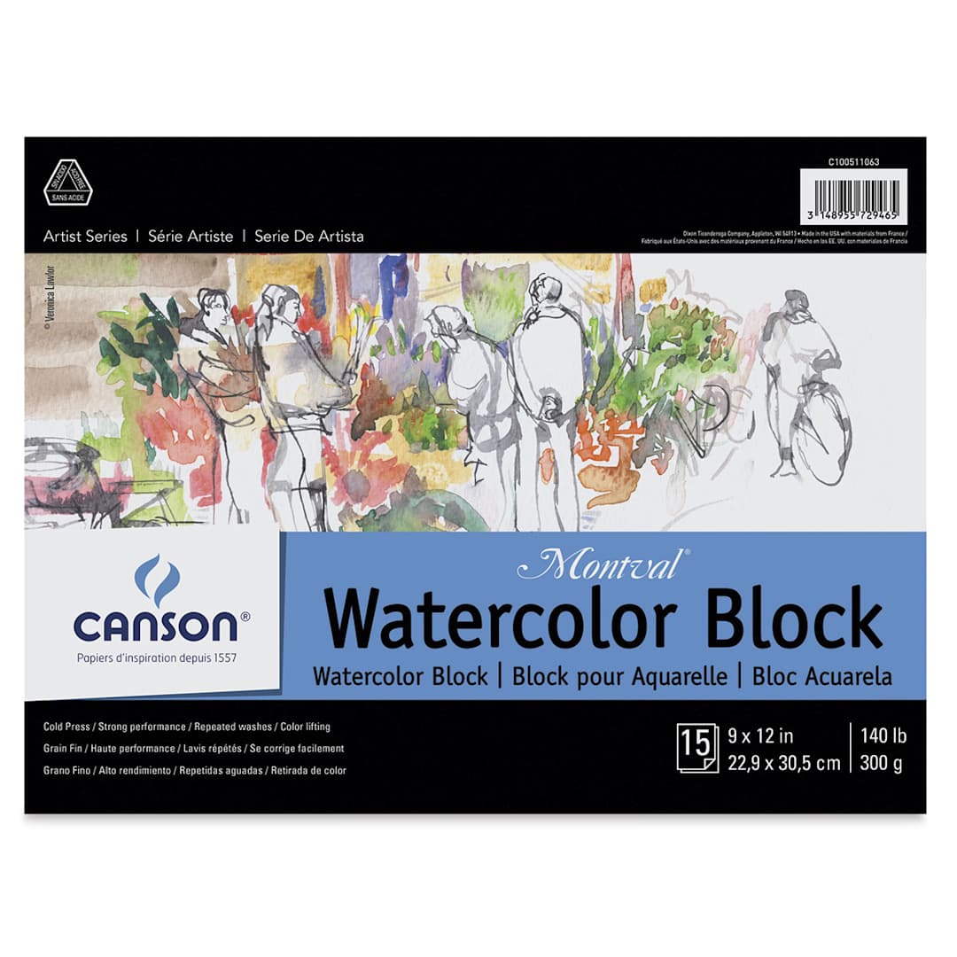 Open in modal - Canson Montval Watercolor Block - 9" x 12", 15 Sheets