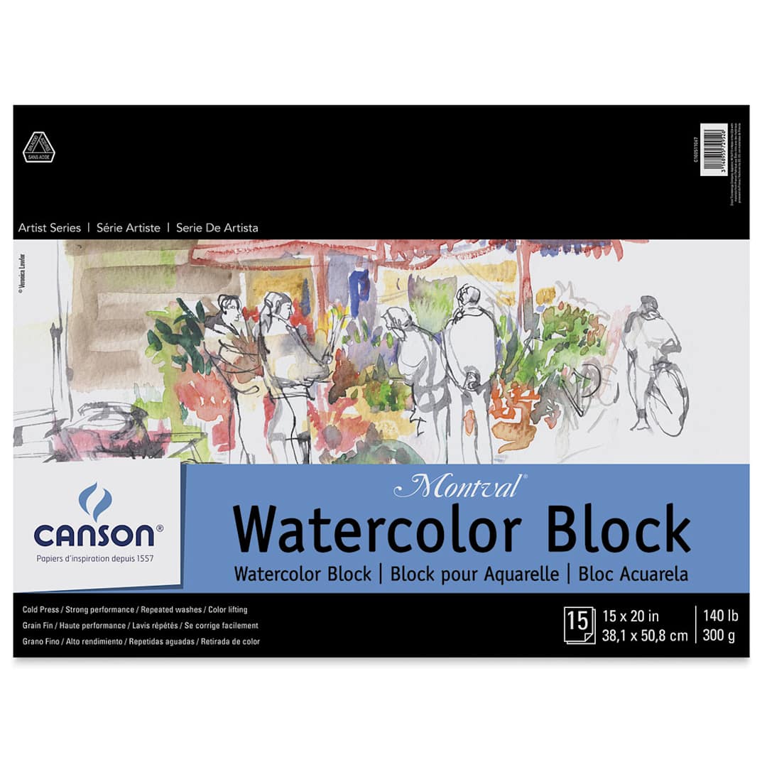 Open in modal - Canson Montval Watercolor Block - 15" x 20", 15 Sheets