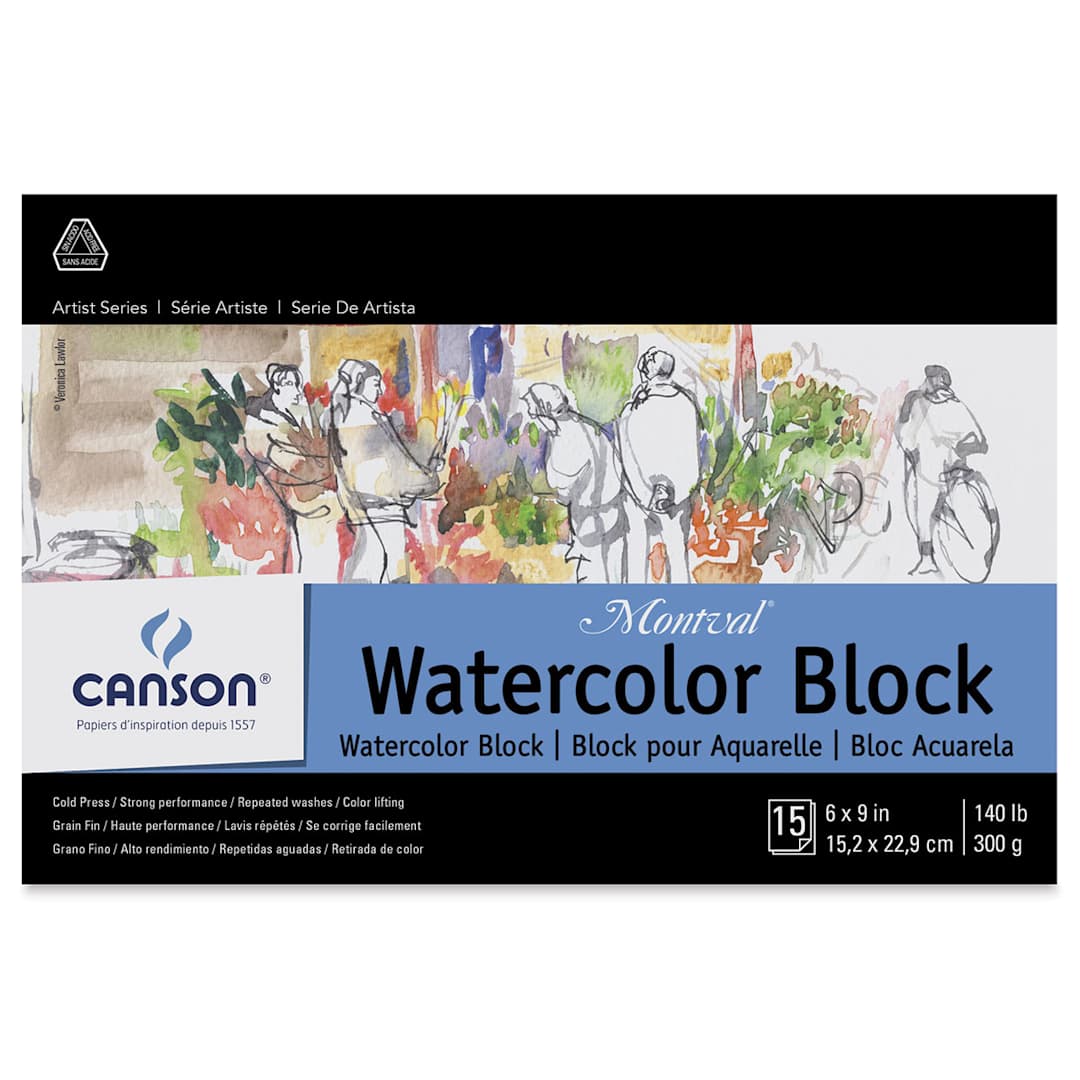 Open in modal - Canson Montval Watercolor Block - 6" x 9", 15 Sheets