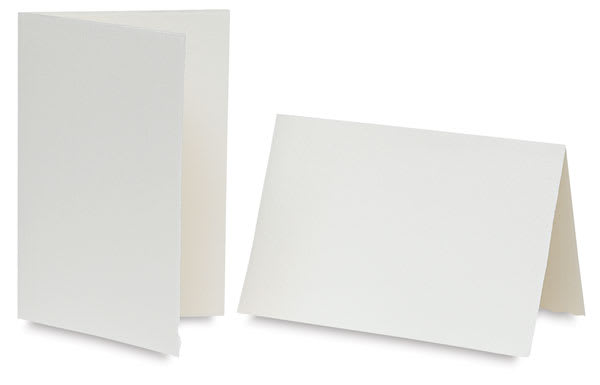 Open in modal - Fabriano Medioevalis Stationery - 2 Portrait Folded Cards standing upright at slight angle