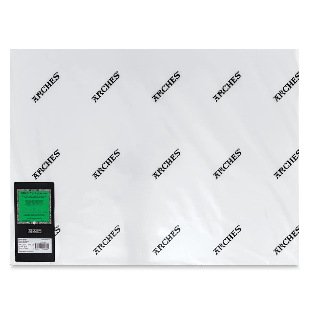 Open in modal - Arches Watercolor Papers - 22" x 30", Bright White, Cold Press, 140 lb, 5 Sheets