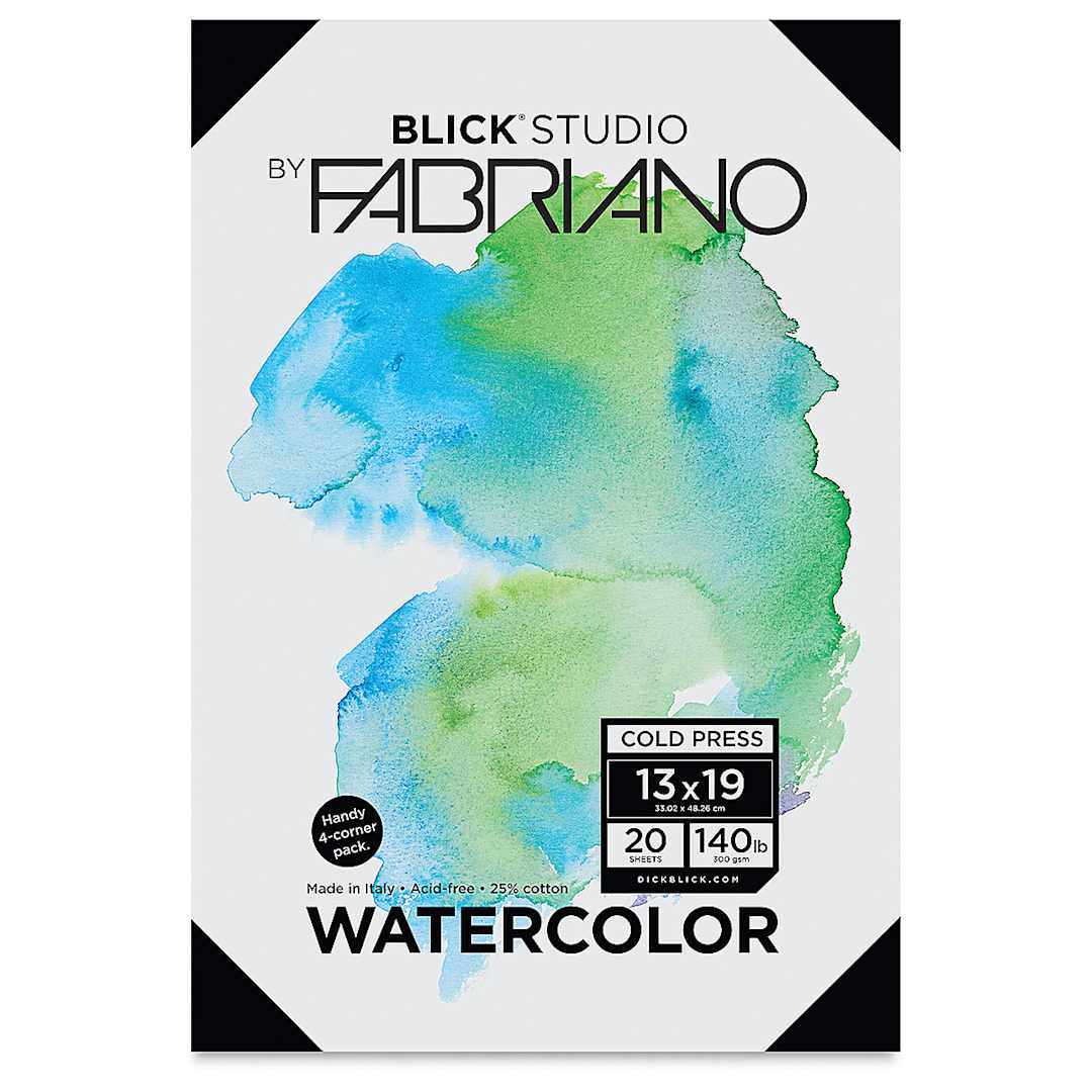 Open in modal - Blick Studio Watercolor Papers - Cold Press, 13" x 19", 20 Sheets