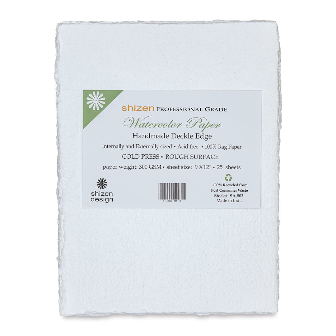 Open in modal - Shizen Professional Watercolor Paper - 9" x 12", Cold Press/Rough, 25 Sheets
