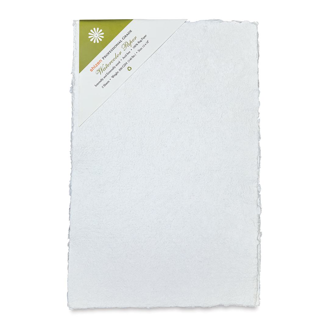 Open in modal - Shizen Professional Watercolor Paper - 12" x 18", Cold Press/Rough, Pkg of 5 Sheets